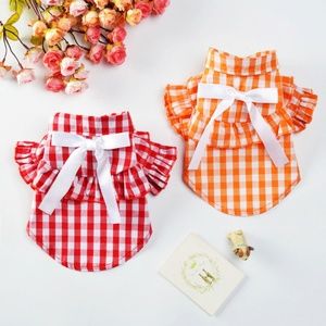 Plaid Dog Easter Shirt / Dress with Bow